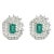 1.81ct Emerald With 1.81ct Diamond Cluster Floral Earrings in 14k Gold- 2 Pieces For Sale
