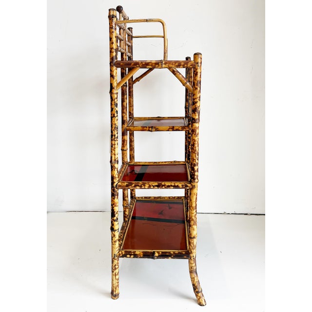 Antique Chinoiserie English Tortoiseshell Bamboo Etagere Display For Sale - Image 4 of 9