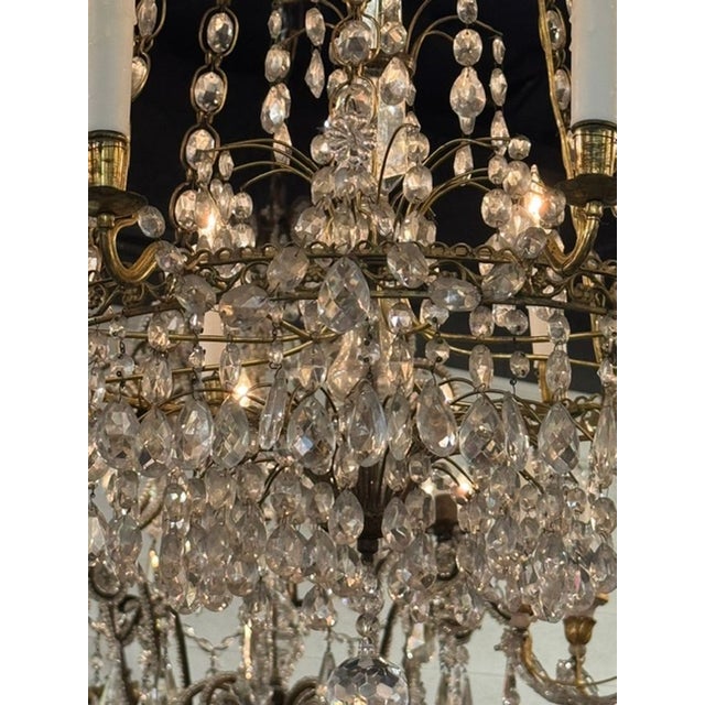 Traditional Late 19th C. Swedish Crystal and Gilt Brass Chandelier For Sale - Image 3 of 8
