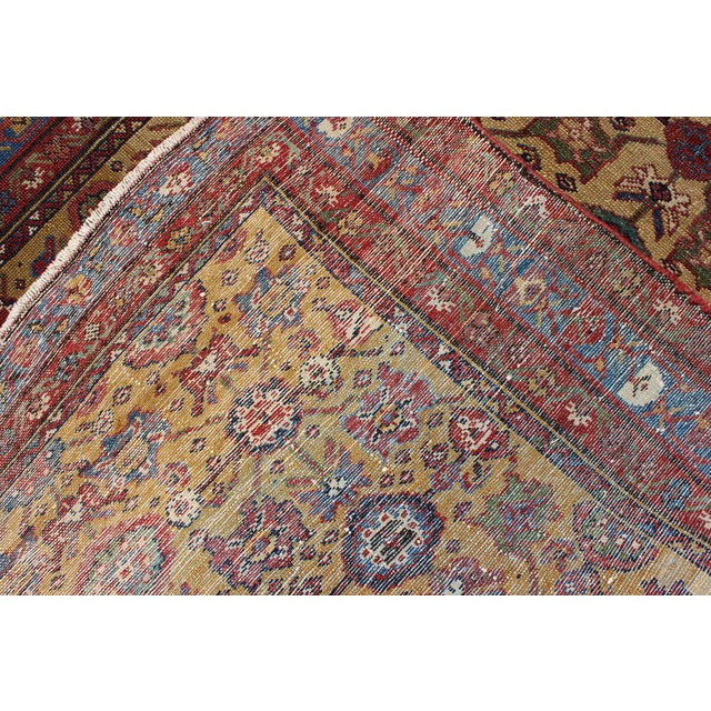 All Over Geometric Antique Persian Malayer Rug in Yellow, Red, Blue, Green For Sale - Image 12 of 13