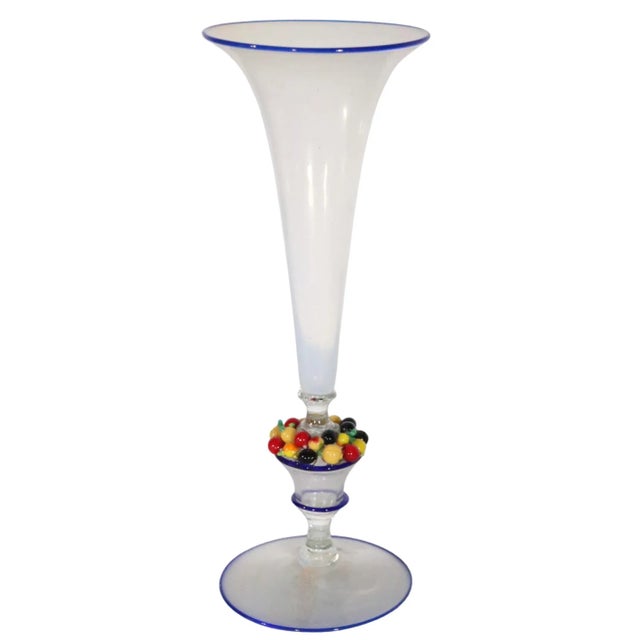 Decorative Trumpet Form Art Glass Murano Vase Poss. Venini For Sale - Image 9 of 9