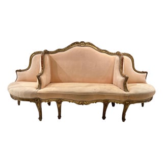 19th Century Swedish 3 Seat Giltwood Banquette For Sale