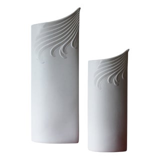 Vintage German Vases in Biscuit Porcelain from AK Kaiser, 1960s, Set of 2 For Sale