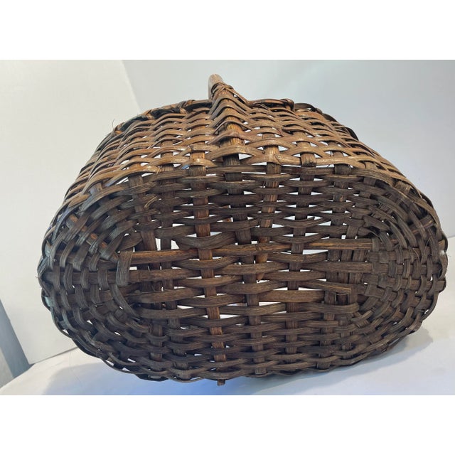 Wood Vintage Handled Wicker Basket For Sale - Image 7 of 7