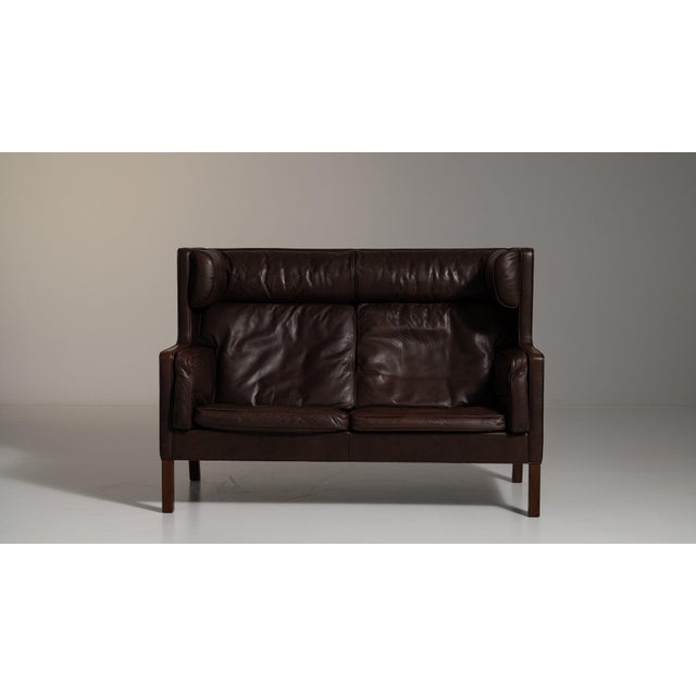 1970s 1970-1979 Denmark Deep Espresso Brown Two-Seat Leather Sofa For Sale - Image 5 of 11