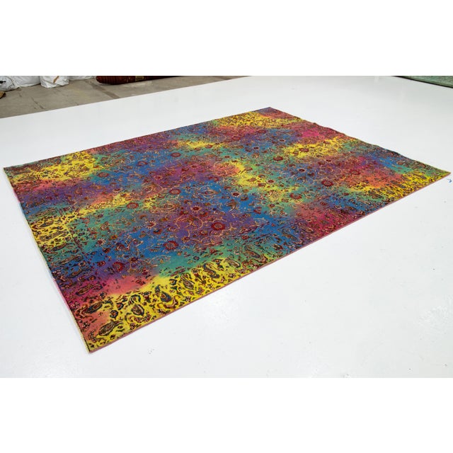 1930s Multicolor Antique Overdyed Wool Rug With Allover Pattern For Sale - Image 5 of 10