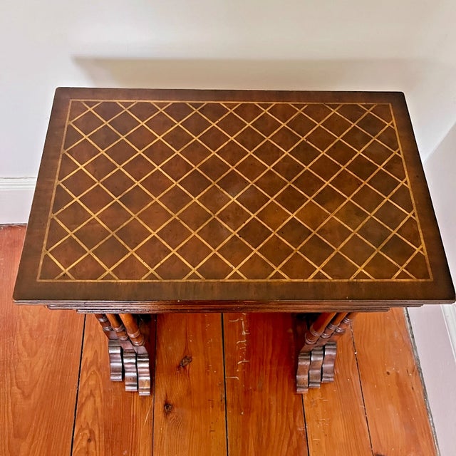 2000 - 2009 Set of 3 John-Richard Regency "European Crossroads" Parquetry Top Nesting Tables For Sale - Image 5 of 12