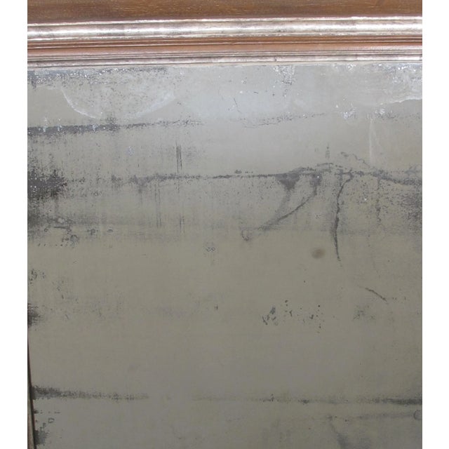 A Handsome and Large-Scaled English Pickled Beechwood and Silver-Gilt Cushion Mirror For Sale - Image 4 of 5