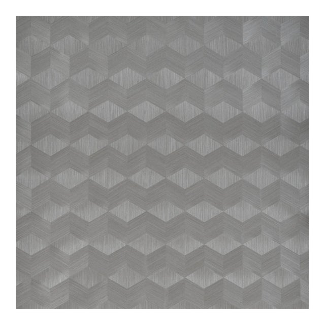 Schumacher Chevron Inlay Wallpaper in Birch For Sale