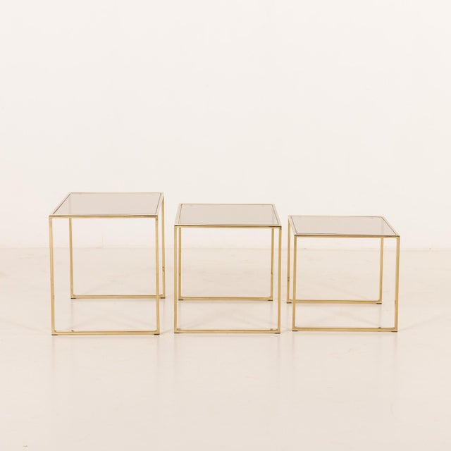 Vintage Brass Nesting Tables, Italy, 1970s, Set of 3 For Sale - Image 4 of 12