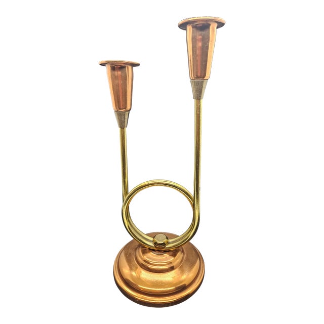 Vintage Coppercraft Guild Double Taper Candle Holder For Sale
