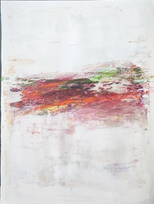 Full Spectrum 18*13.75 Original Painting by Carrie Bergey - Red Fuchsia Pink White Green Crimson Yellow Orange