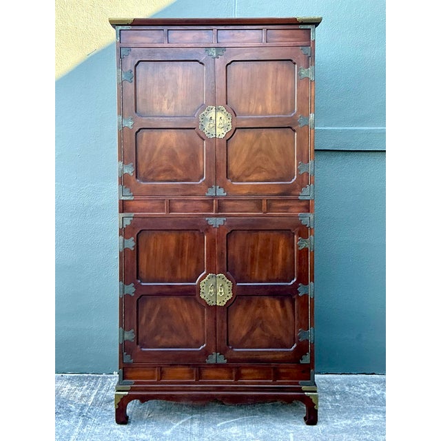 Vintage Henredon Asian Brass Detail Cabinet For Sale - Image 9 of 12