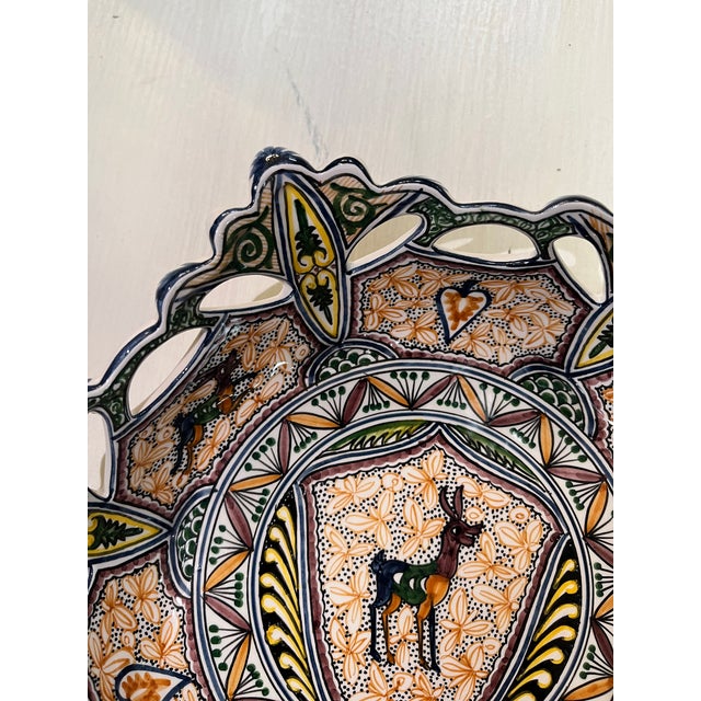 Traditional Coimbra Ceramic - Hand Painted Portuguese Fruit Basket 4 For Sale - Image 3 of 12