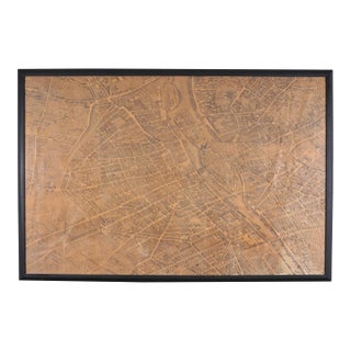 Framed Bird's Eye Map of Paris After Michel-Étienne Turgot 8 Ft For Sale