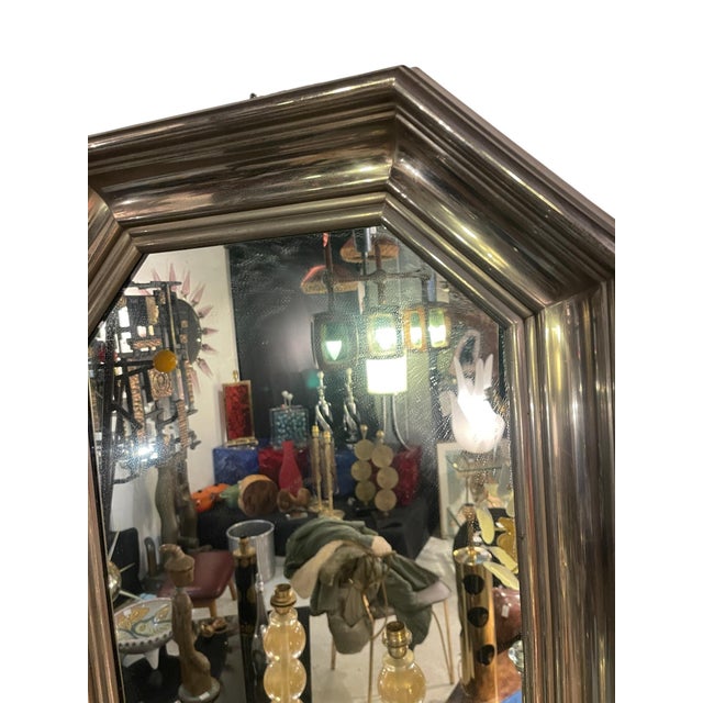 Maison Jansen Stainless Steel Mirror attributed to Maison Jansen, 1970 For Sale - Image 4 of 5