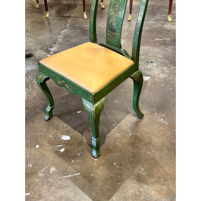 Mid 20th Century Vintage English Green Chinoiserie Chair For Sale - Image 5 of 8