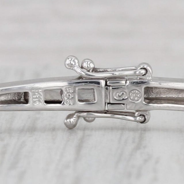 1.27ctw Blue Sapphire Diamond Bangle Bracelet 14k White Gold 7" For Sale - Image 4 of 7