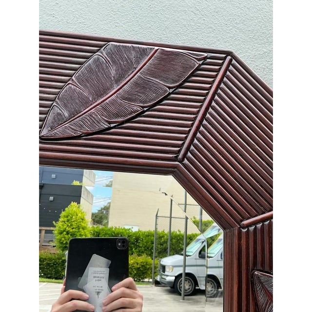 Vintage Octagonal Rattan Wall Mirror For Sale - Image 11 of 12