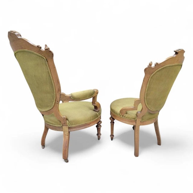 Victorian Antique Victorian John Jelliff Style Tufted Parlor Chairs - Set of 2 For Sale - Image 3 of 10