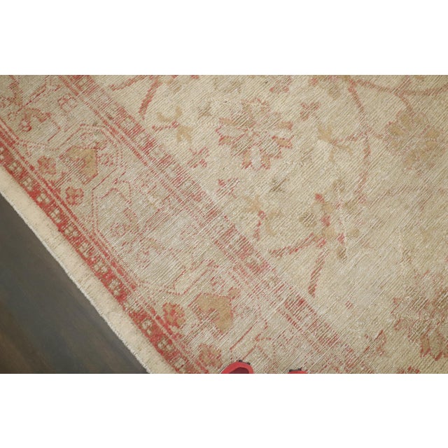 Antique Zabihi Collection Large Square Turkish Ghiordes Worn Rug For Sale - Image 9 of 10