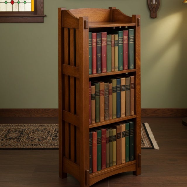 Wood Mission / Arts and Crafts Style Open Bookcase -Michael's Cherry Stain For Sale - Image 7 of 15