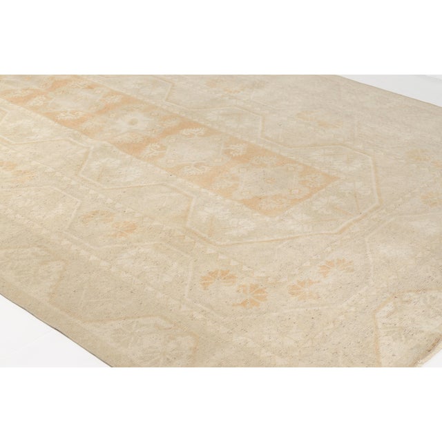Turkish Vintage Distressed Turkish Oushak Rug in Monochromatic Cream and Soft Sand For Sale - Image 3 of 10