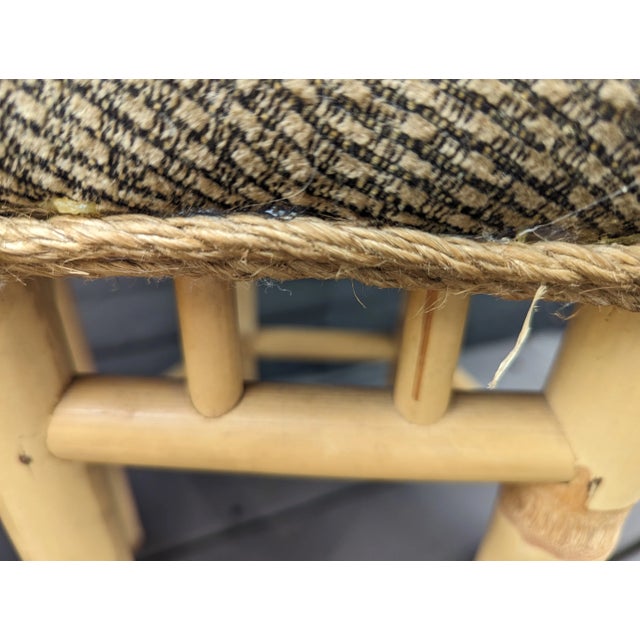 1930s Vintage Pair of Rattan Stools For Sale - Image 4 of 6