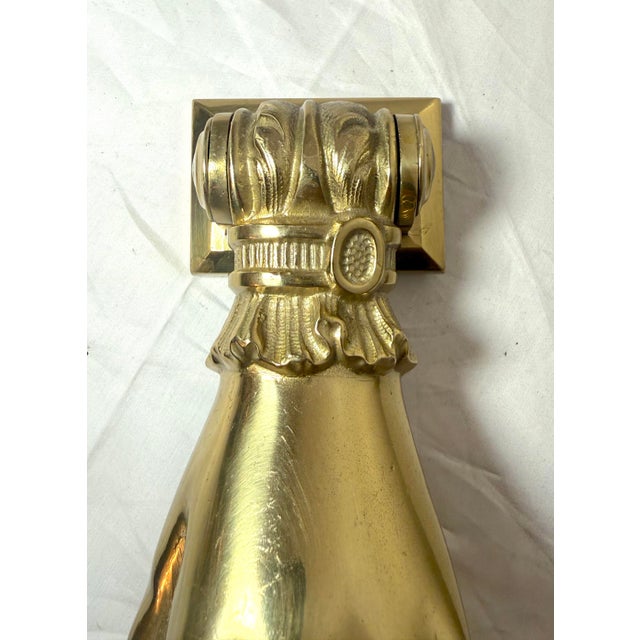 1960s Large Vintage Solid Heavy Brass Ladies Woman Dainty Hand Front Door Knocker Set For Sale - Image 5 of 11