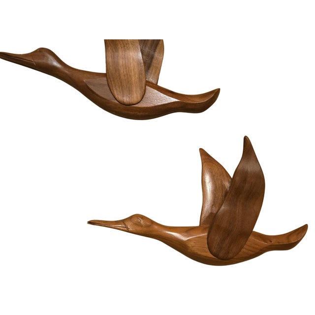 Wood Mid-Century Flying Ducks Wall Sculptures- Set of Three For Sale - Image 7 of 14