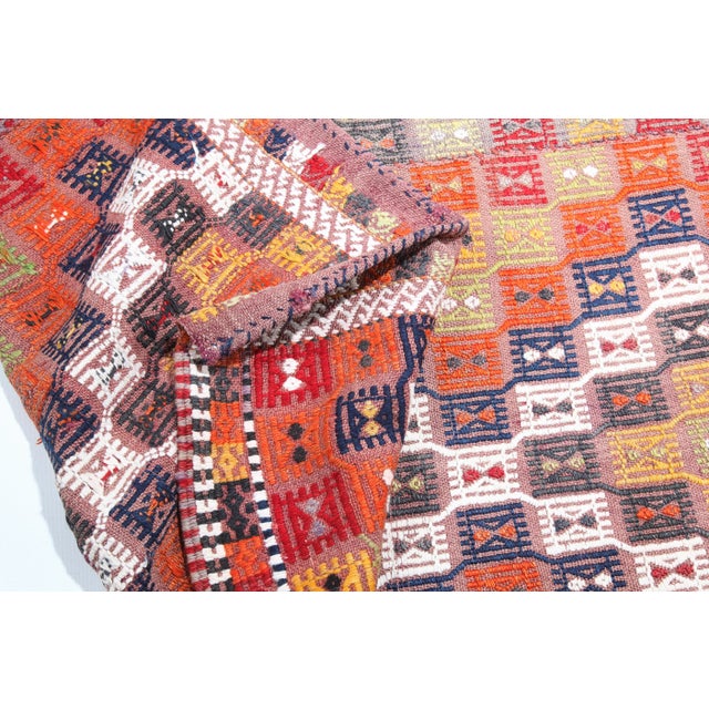 1940s Handmade Flatweave Multi Color Tones Vintage Cicim Kilim For Sale - Image 4 of 11