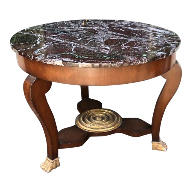 Antique Empire Mahogany GiltWood & Marble Top Center, End or Side