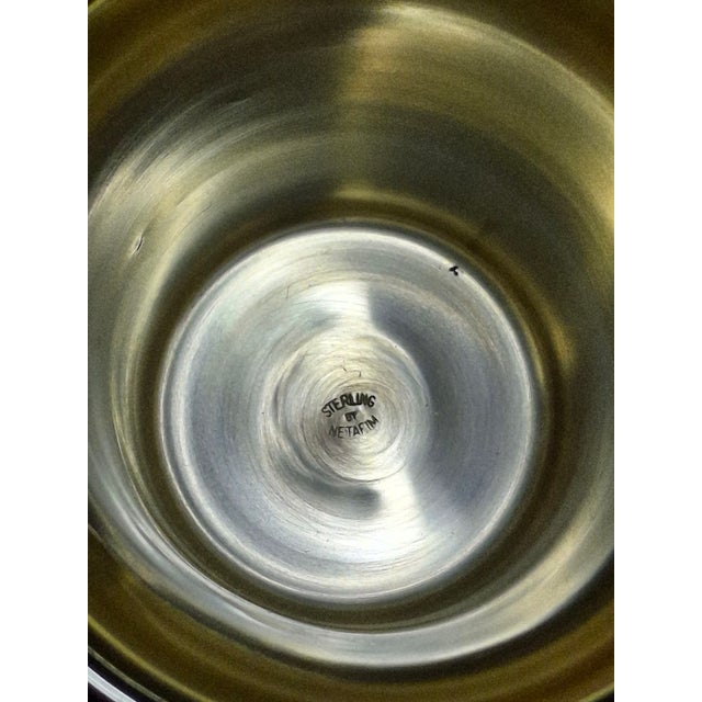 1990s 1990s Israeli Sterling Silver Kiddush Cup Cutout Hebrew Blessing Borei Pri Hagafen Netafim For Sale - Image 5 of 15