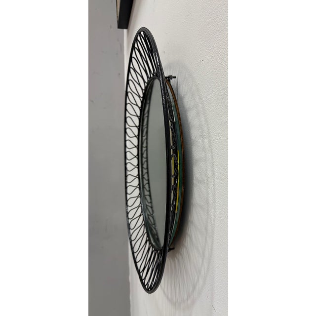 Tempestini/Salterini Mid-Century Ribbon Wrought Iron Mirror For Sale In Miami - Image 6 of 8