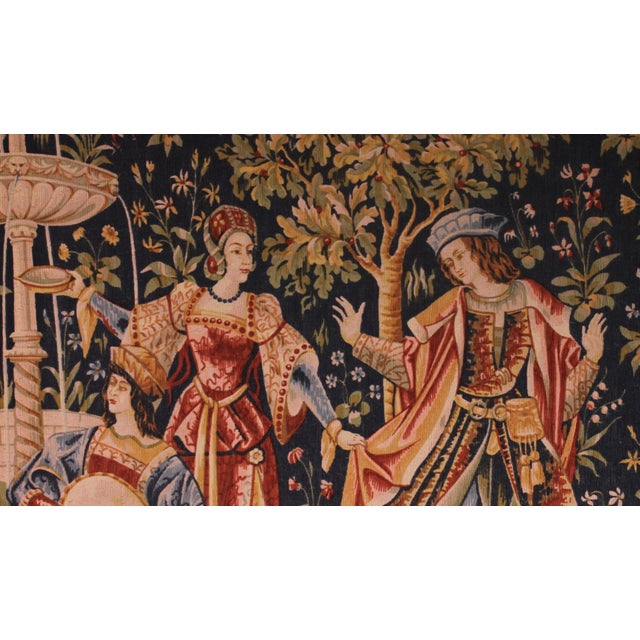 Mille-Feuille and a Village Festival Concert at the Fountain Tapestry, 1930s For Sale - Image 4 of 10