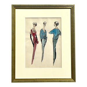 Vintage Regency Original Jacques Fath Fashion Sketch From Jane Stubbs Bergdorf Goodman