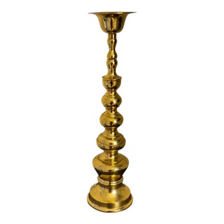 Early 21st Century Large Brass Floor Candlestick For Sale