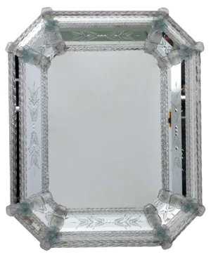 Octagonal Mirror with Glass Flowers, 1940