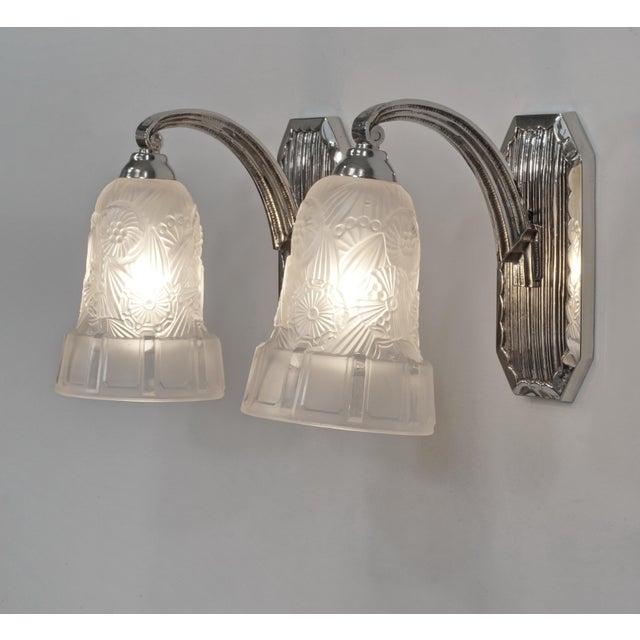 A Pair of French Art Deco Wall Sconces by Hettier Et Vincent 1920s France - 2 Pairs Available For Sale - Image 6 of 13