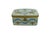 Vintage French Limoges hand-painted porcelain hinged trinket box featuring colorful floral motifs, blue ribbon swags, and...