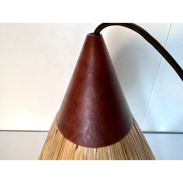 Conical Hanging Lamp in Teak Covered with Straw Weave from Temde Leuchten, 1950s For Sale - Image 13 of 18