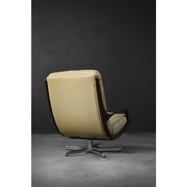 Mid-Century German Modern Leather Swivel Armchair by Eugen Schmidt for Soloform, 1960s For Sale - Image 17 of 18