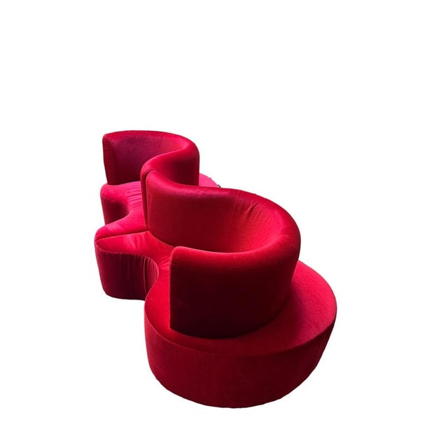 Postmodern Danish Two-Piece Cloverleaf Red Sofa by Verner Panton for VerPan, 2000s For Sale - Image 3 of 12