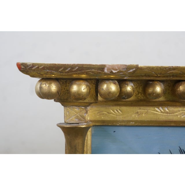 Antique Federal Regency Giltwood Trumeau Eglomise Reverse Painted Pier Mirror For Sale - Image 4 of 16