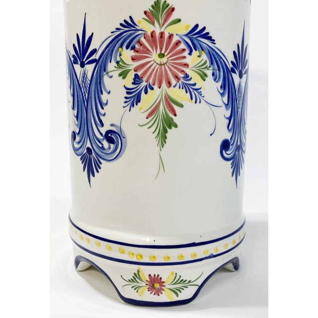 Mid 20th Century Hand-Painted Reticulated Ceramic Umbrella Stand For Sale - Image 5 of 7