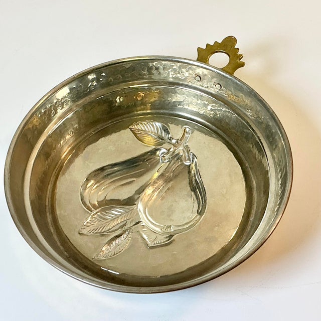 Copper 1950s Vintage Arts & Crafts Farmhouse Boho Chic Pear Copper and Brass Mold For Sale - Image 8 of 11