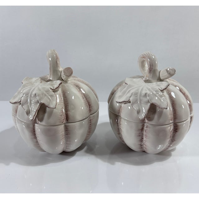 1980’s White “Country Side Harvest” Pumpkins/Gourds, with Lid by Mikasa Perfect Decor for Autumn Seasonal Cheer thru...
