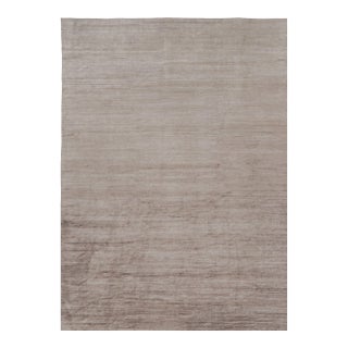 Rug & Kilim’s Oversized Modern Textural Rug in Brown, White and Beige Striae - 13x18 For Sale
