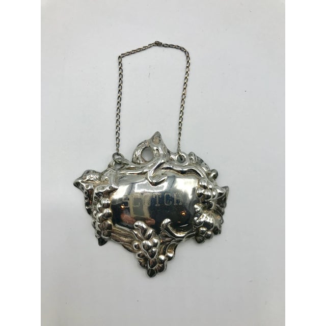 Silver Plate Grape Motif Scotch Liquor Tag For Sale In Austin - Image 6 of 9
