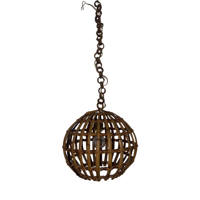 Vintage Pendant Light in Bamboo, 1920 For Sale